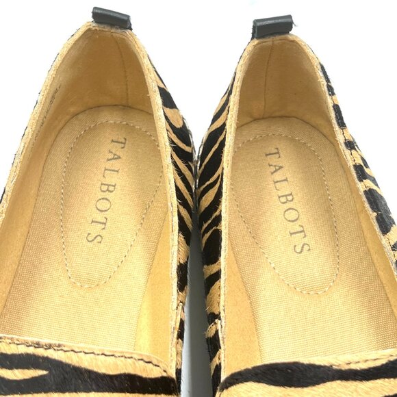 Talbots Womens Size 8 Tiger Stripe Black Tan Leather Loafers Flats Shoes - Picture 4 of 14
